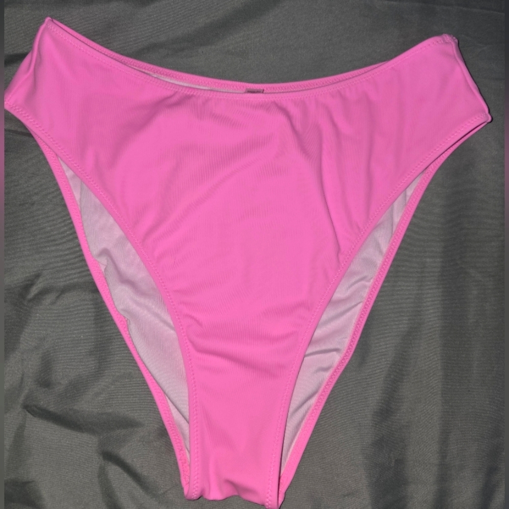 Pink High Waist Cheeky Bikini Bottom